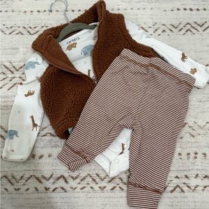 Carter's Brown Vest Baby Outfit with Animal Print